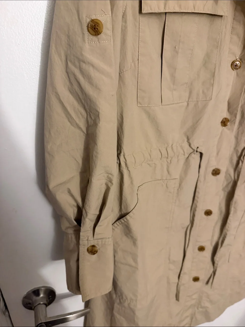 Banana Republic beige utility shirt dress jacket